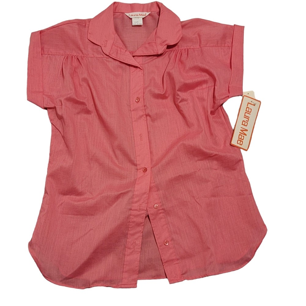 Vintage Laura‎ Mae Womens Pink Deadstock Basic Button Up Shirt Size 14/34